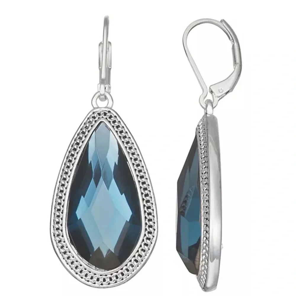 Napier Silver Tone Simulated Abalone Teardrop Earrings